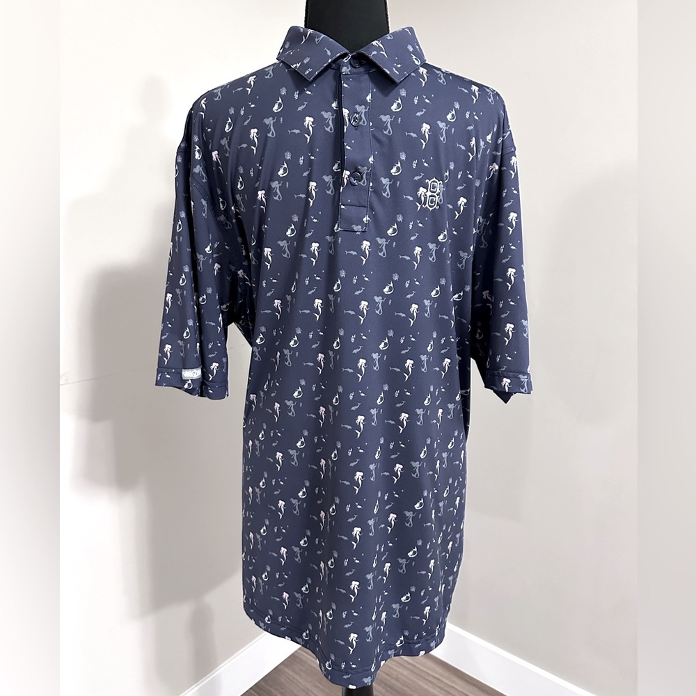 Straight Down Golf Shirt in Mermaid Print